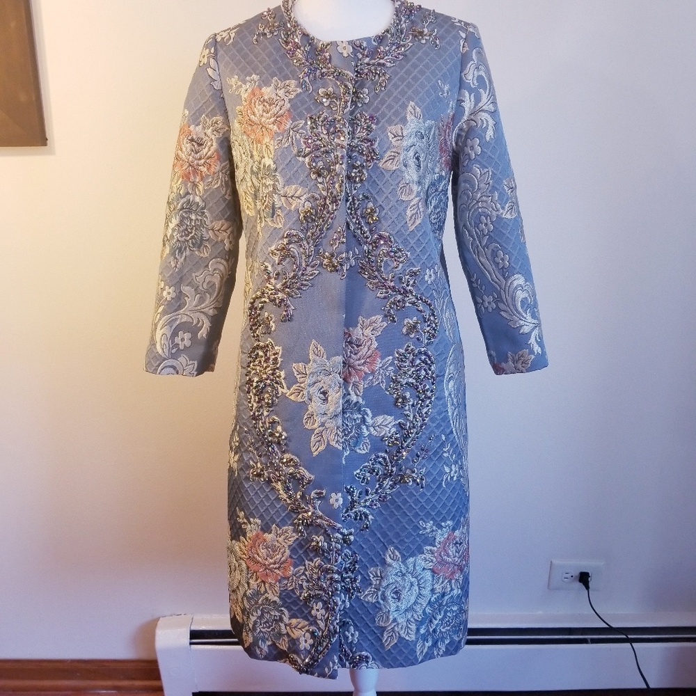 ⬇️UNIQUE Quilted Brocade Fabric Duster Coat